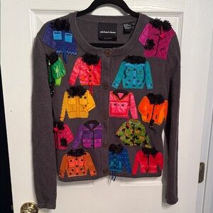 Michael Simon Women's Sweater with Colorful Jacket Motif